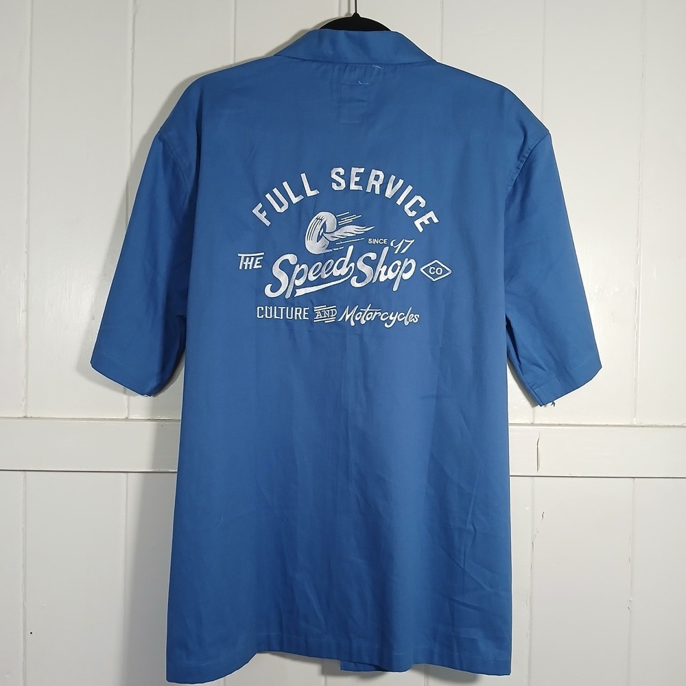 Lark & Owl Mens Speed‎ Shop Full Service Camp Collar Shirt Blue XL A-VIRGILE3-YM